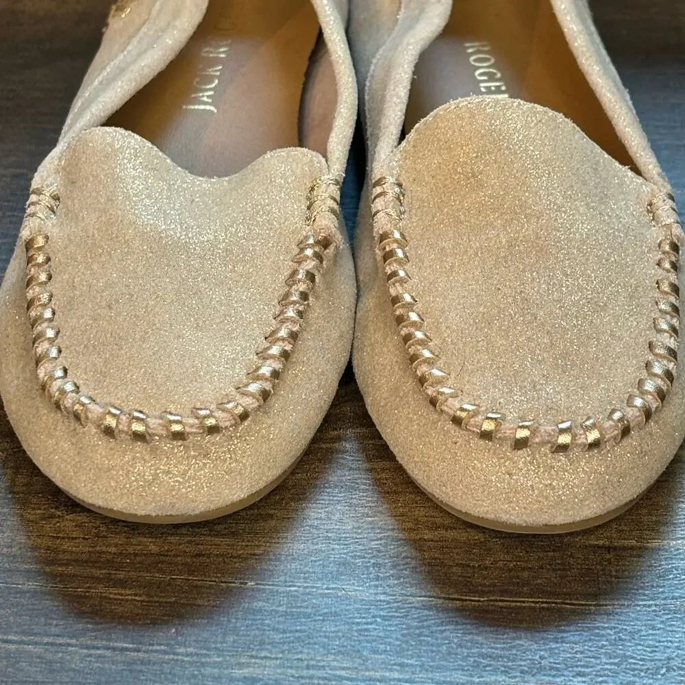 Jack Rogers Millie Moccasin Rose Gold Metallic Loafer - size 6.5in